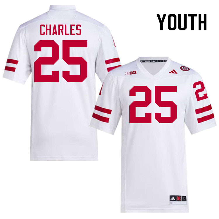 Youth #25 Jeremiah Charles Nebraska Cornhuskers College Football Jerseys Stitched Sale-White